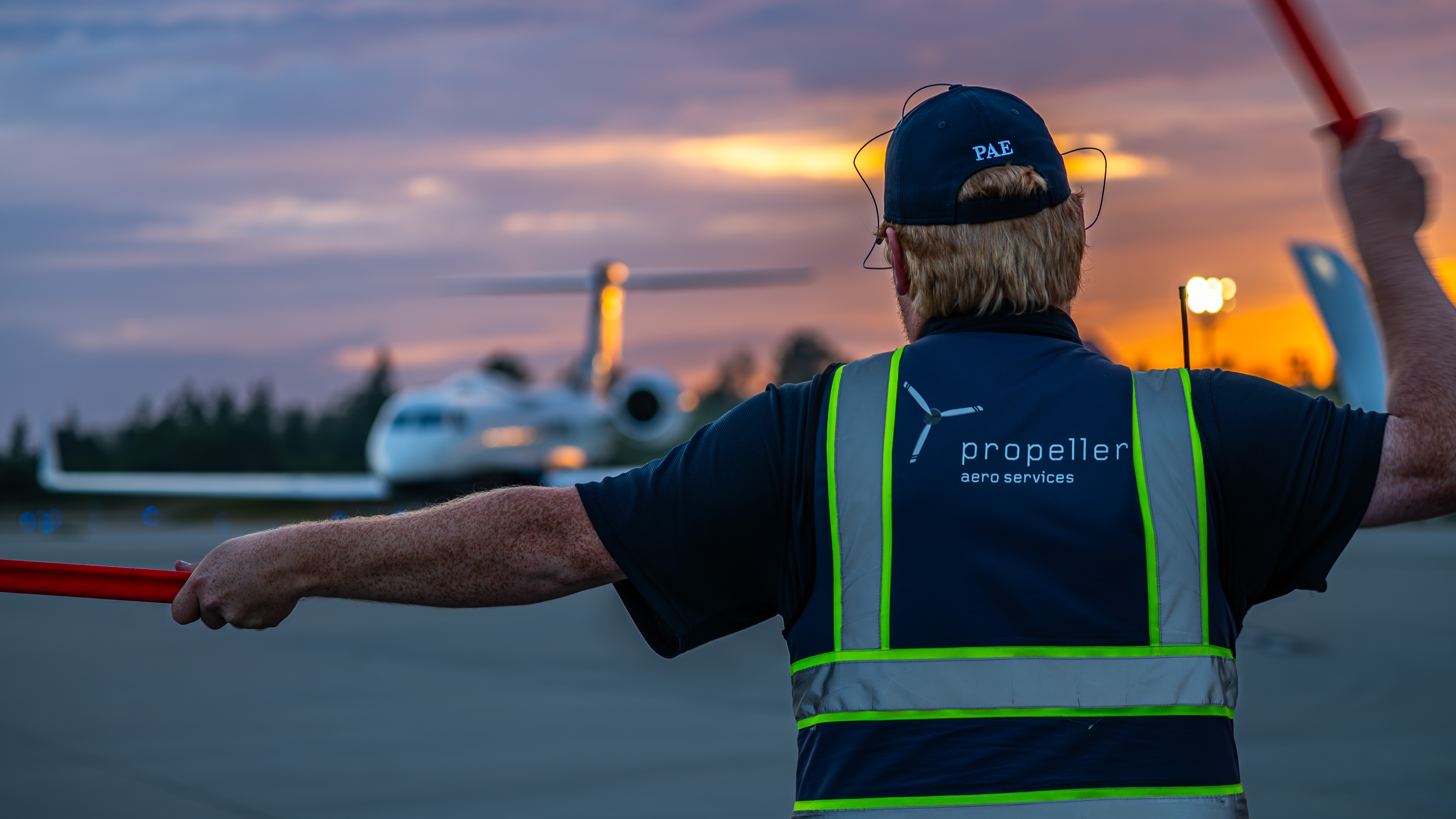 PAS ramp operations crew marshalling aircraft